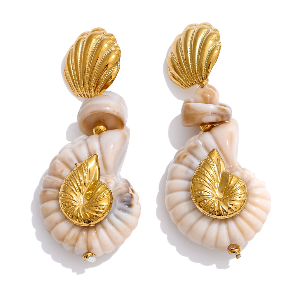 Yhpup Ocean Series Resin Shell Conch Drop Dangle Earrings for Women Stainless St