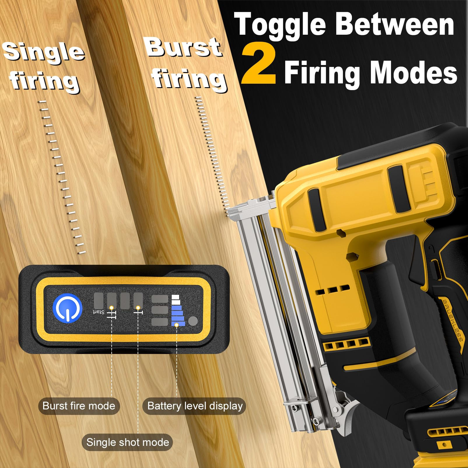 Cordless Nail Gun for DEWALT 20V MAX Battery,2 in 1 Brad Nailers, 2 Mode, Lightw