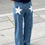 Thumbnail: Women Fashion Jeans Star Pattern Loose Denim Pants Spring Fall Casual Low Waist 