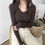 Thumbnail: Autumn Winter Women Sweaters Casual Long Sleeve Knitted V Neck Pullover Sweater 