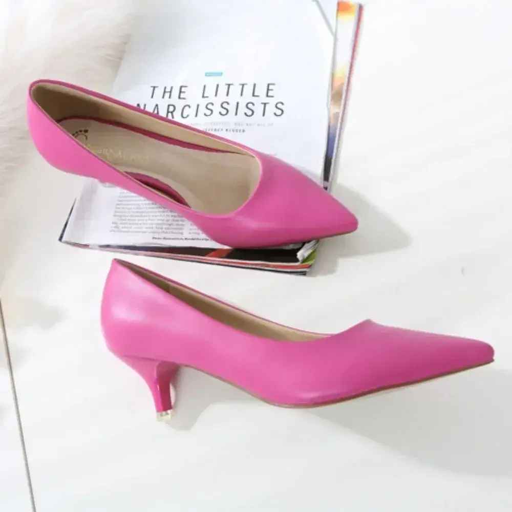 Professional High Heels Women Pointed Shallow Mouthed Single Shoes Black Slim He