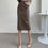Thumbnail: High Waist Mid-Length Leather Skirt Split A-Line f-length Women's Faion Commute 