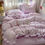 Thumbnail: Ruffles Bedding Set Floral Style Duvet Cover Pillowcase with Bedsheet Skin-frien
