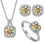Thumbnail: JoyceJelly S925 Sterling Silver jewelry for women 1 carat moissanite diamond 3 p