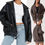 Thumbnail: Women Autumn Winter PU Leather Jacket Loose Zipper Long Sleeve Jacket Coat Solid
