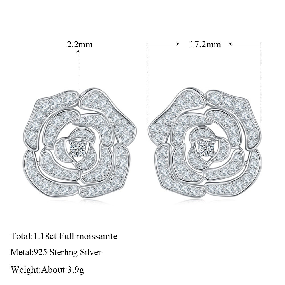 1.18ct All Moissanite D Color VVSI 18K White Gold Plated S925 Sterling Silver Fl