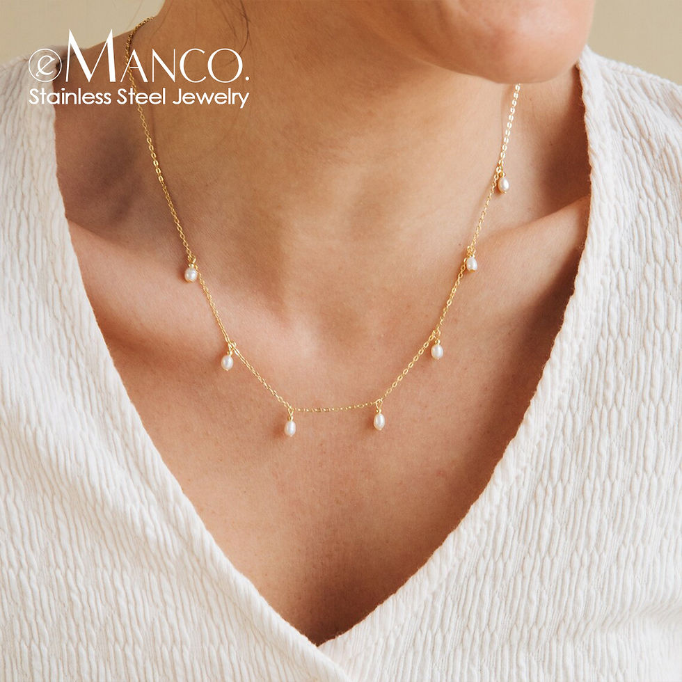 EManco2023 New Pearl Multi-Pearl Pendant Necklace Stainless Steel Clavicle Chain