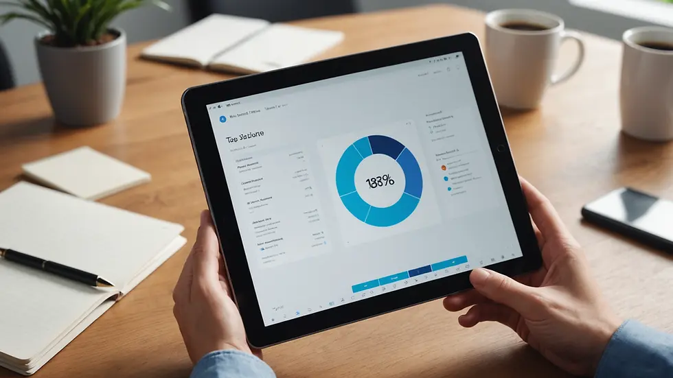 Eye-level view of a digital tablet with task management software