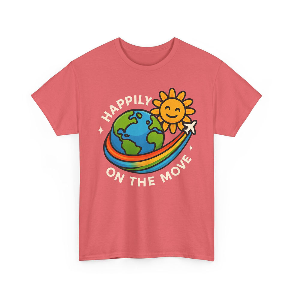 Thumbnail: Happily on the Move Tee, Unisex Heavy Cotton T-Shirt With Printed Back