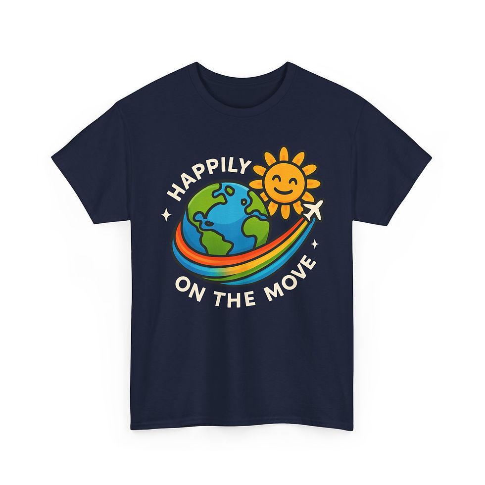 Thumbnail: Happily on the Move Tee, Unisex Heavy Cotton T-Shirt With Printed Back