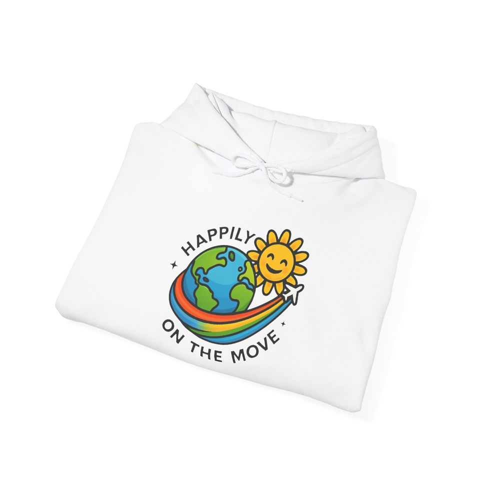 Thumbnail: Happily on the Move Hoodie, Unisex Heavy Blend Sweatshirt