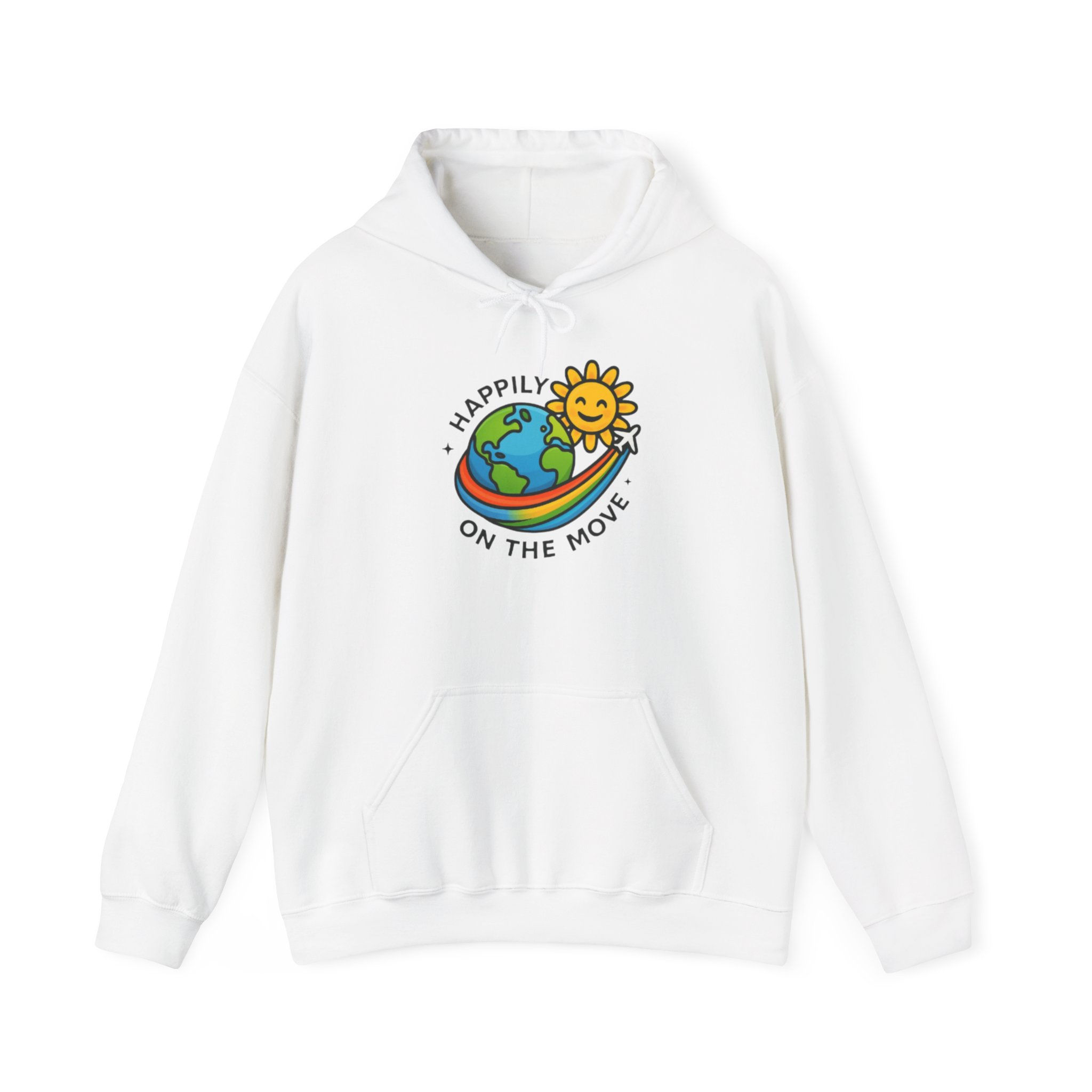 Happily on the Move Hoodie, Unisex Heavy Blend Sweatshirt