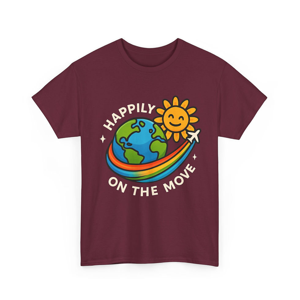 Thumbnail: Happily On The Move Unisex Heavy Cotton Tee Without Printed Back