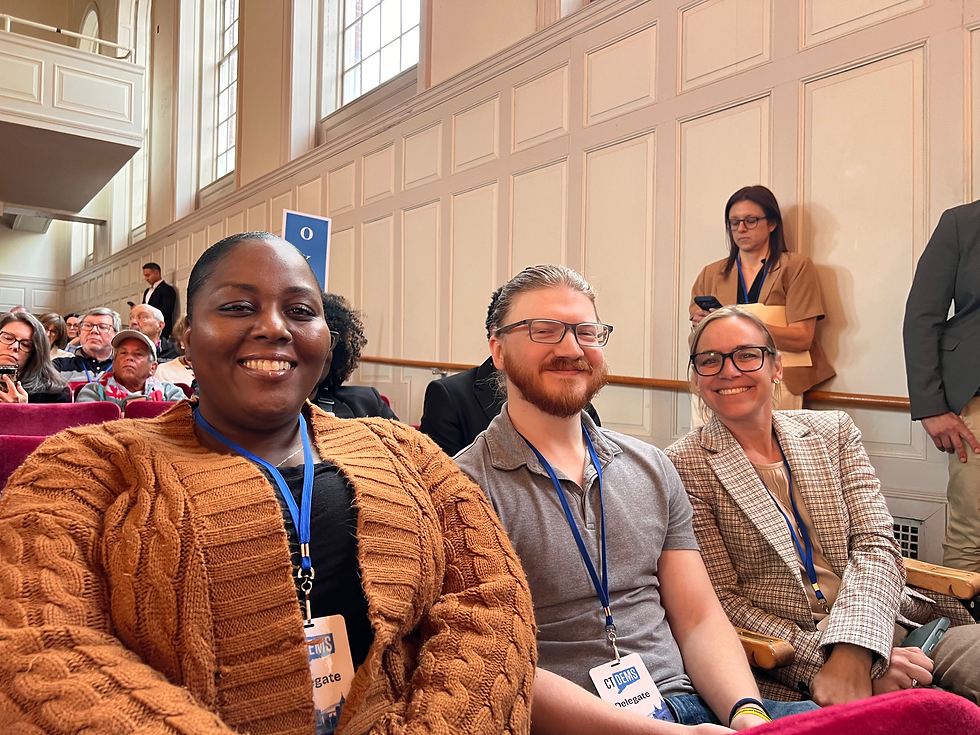 More delegates! From left to right: Chantel Mendez, John Fitzpatrick, and Anna Price