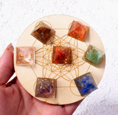 Thumbnail: 7-Piece Mini Pyramid Chakra Healing Crystals Set