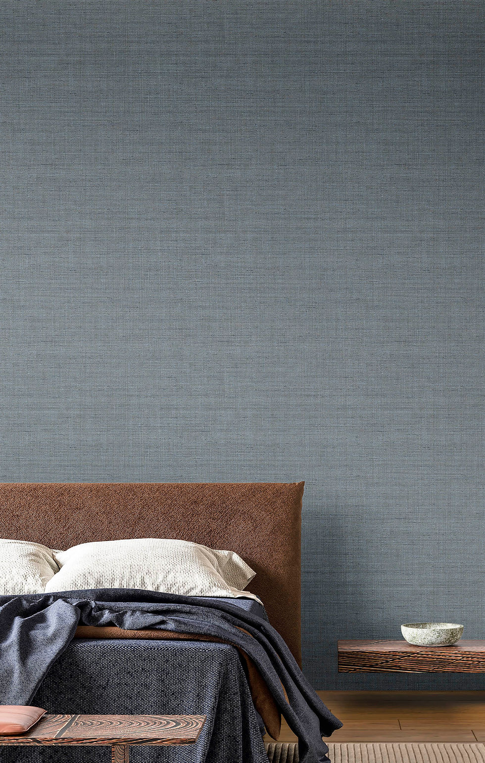 Papel Tapiz Aura 42266 instalado en el muro de la cabecera de una habitación