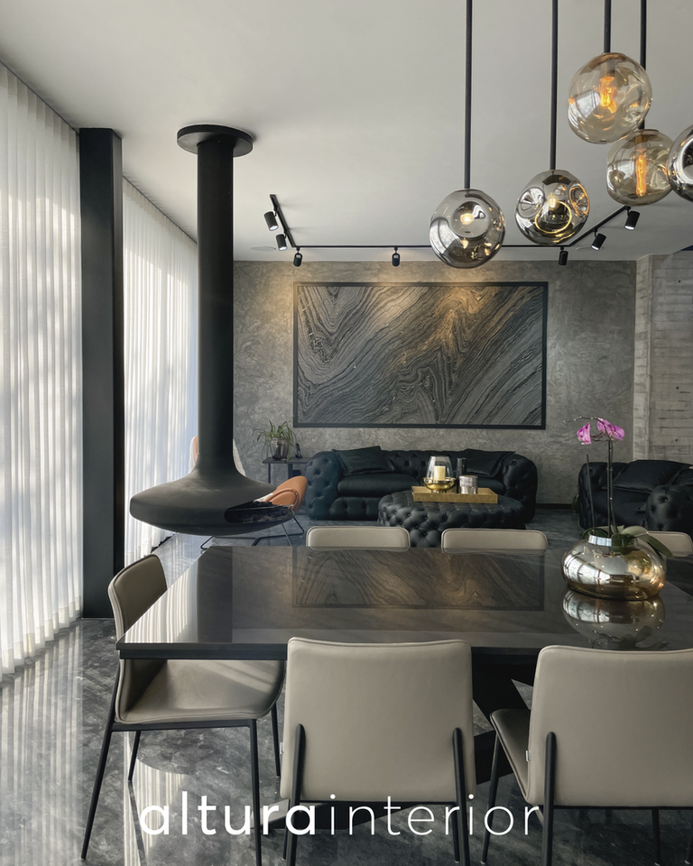 cortinas decorativas en comedor estilo minimalista