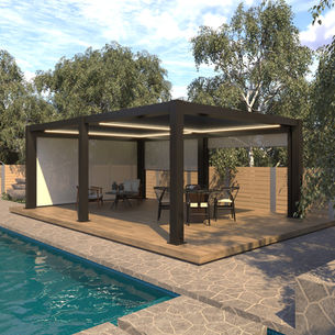 Terraza Moderna con pérgola Bioclimática - Biotérmica color gris