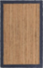 Vista frontal de Tapete Trenzado de Yute Natural con Borde Azul