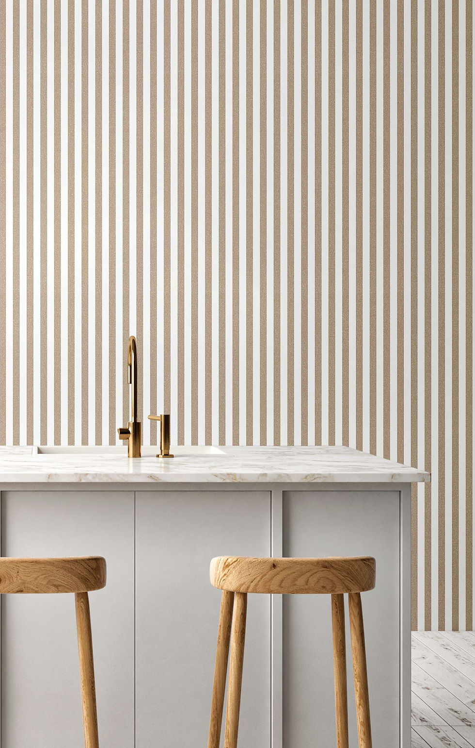 Papel Tapiz Top Stripes 38437 en muro de cocina