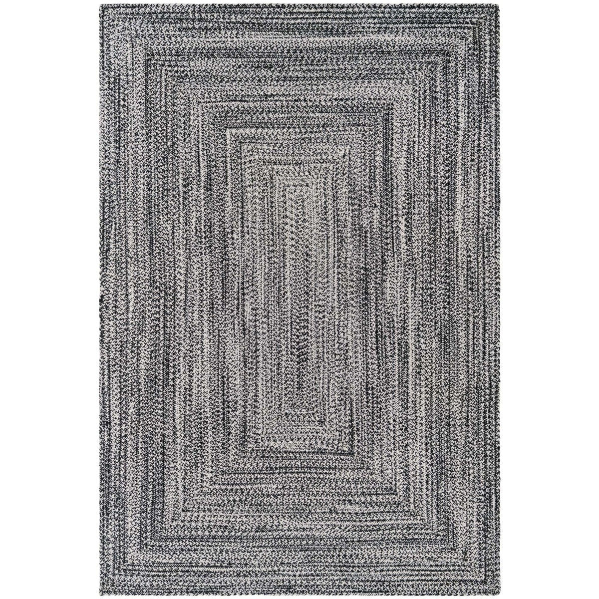 Vista frontal de Tapete Eco Trenzado en Blanco y Negro