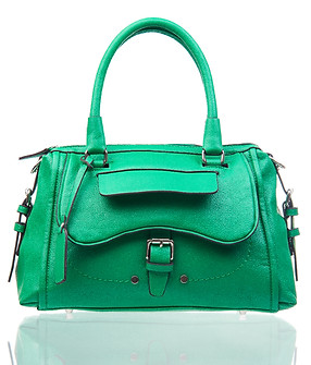green-female-handbag-over-white-backgrou