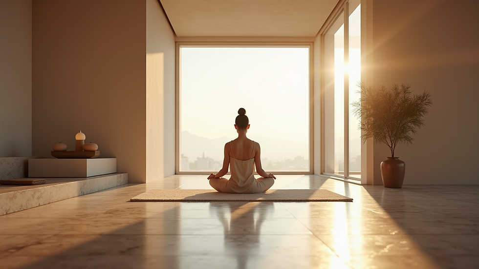 Eye-level view of a tranquil meditation space