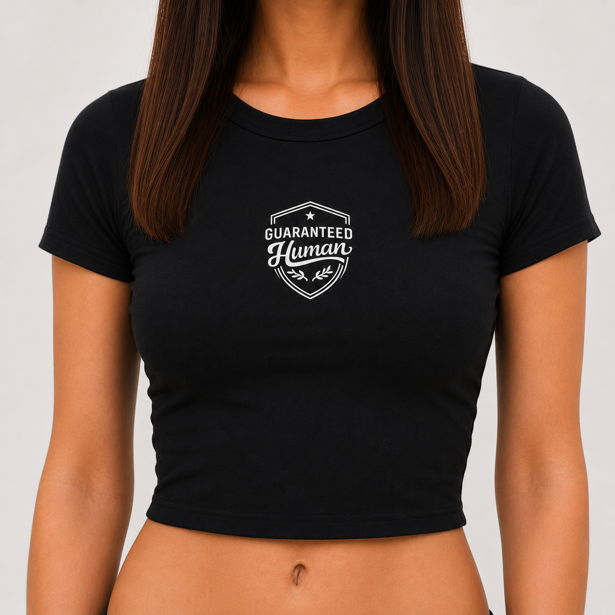 Guaranteed Human - Emblem Crop Top