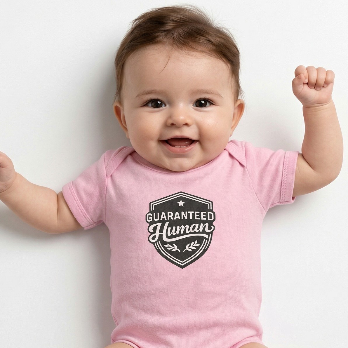 Guaranteed Human Emblem Baby Onesie