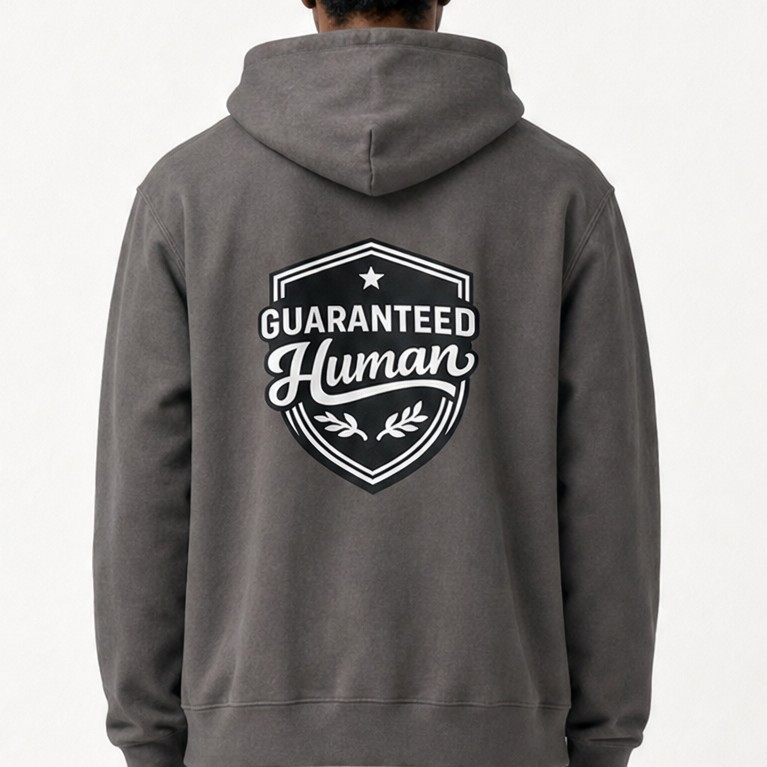Guaranteed Human™ - Men Crest + Back Hoodie