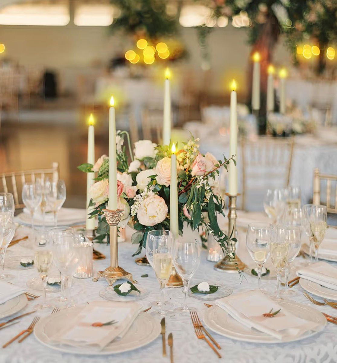 Ivory Battery Operated Candlesticks