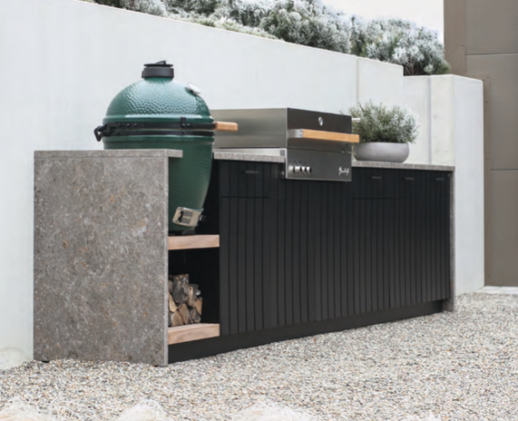 Outdoor kitchen with ceramic BBQ Grill Kamado Big Green Egg