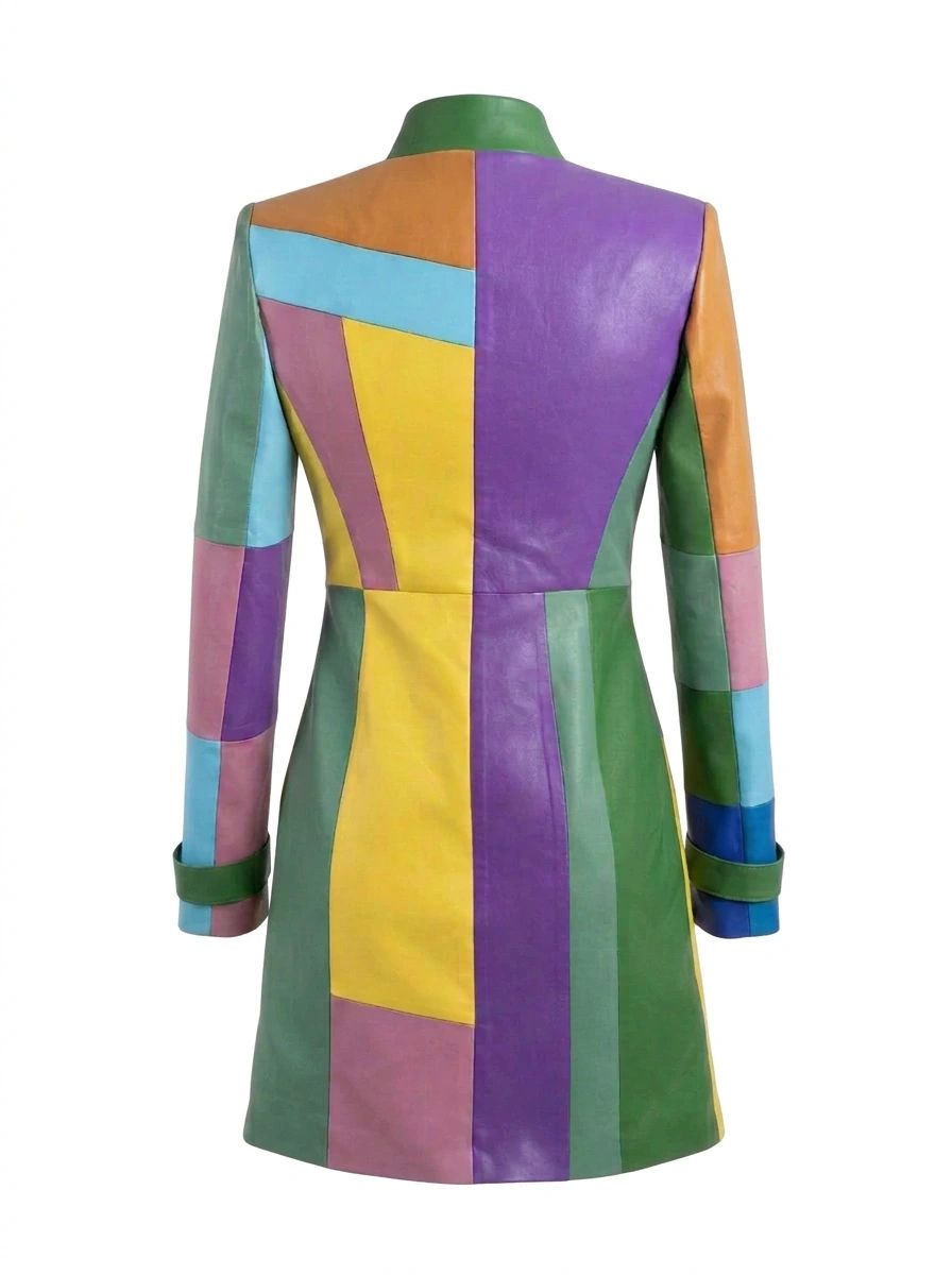 Thumbnail: Color‑Block Faux Leather Midi  Trench