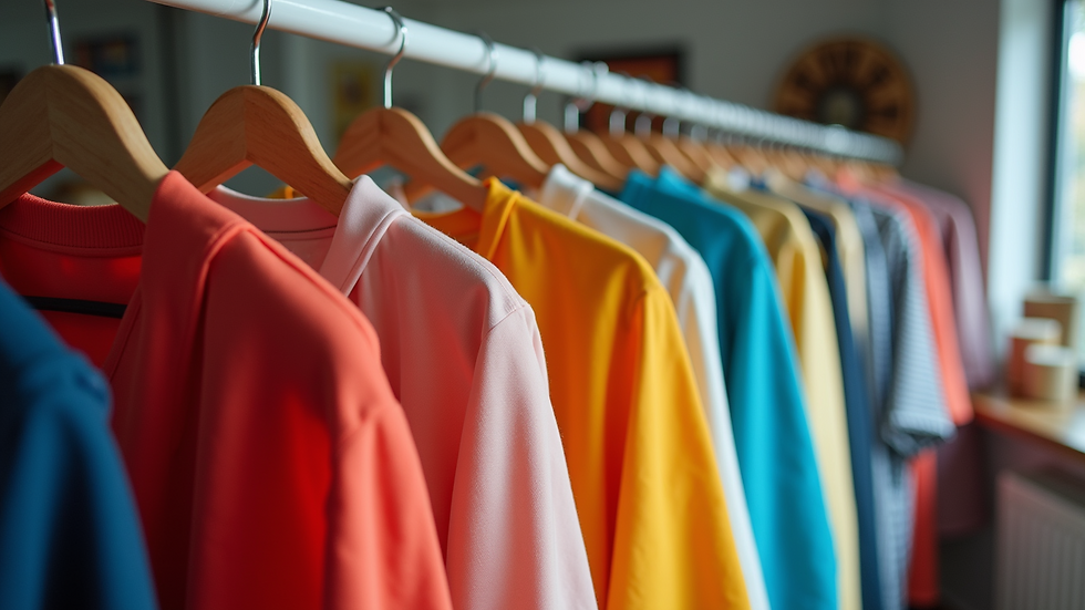 A vibrant clothing rack showcasing the essential pieces of the 2025 capsule wardrobe