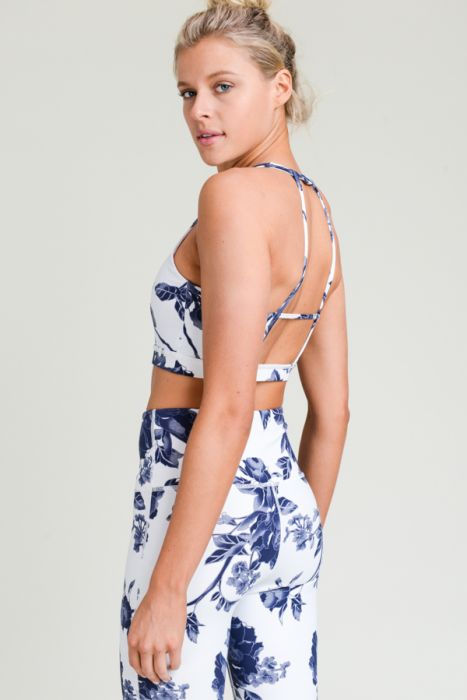 Thumbnail: Floral Outline Racerback Sports Bra