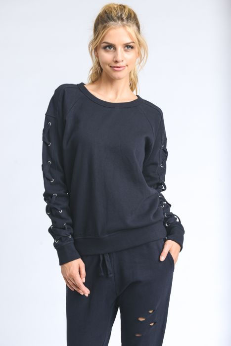 Thumbnail: Dye Lace-Sleeve Fleece Sweater