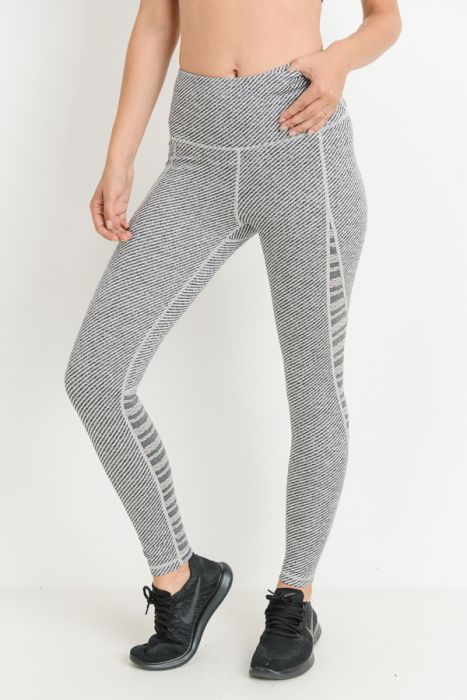 Highwaist Woven and Trellis Mesh Combo Full Leggings