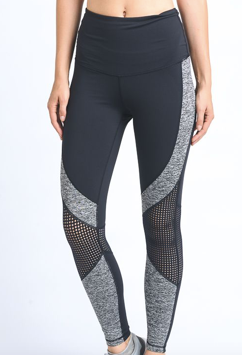 DOT MESH DETAIL HIGH WAIST LEGGINGS