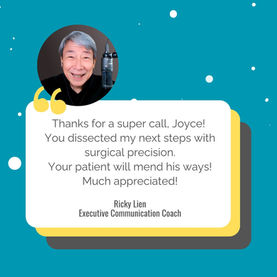 Joyce Tsang Content Marketing Client Testimonial - Ricky Lien, Executive Communication Coach