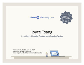 Joyce Tsang content marketing completion Linkedin content and creative design