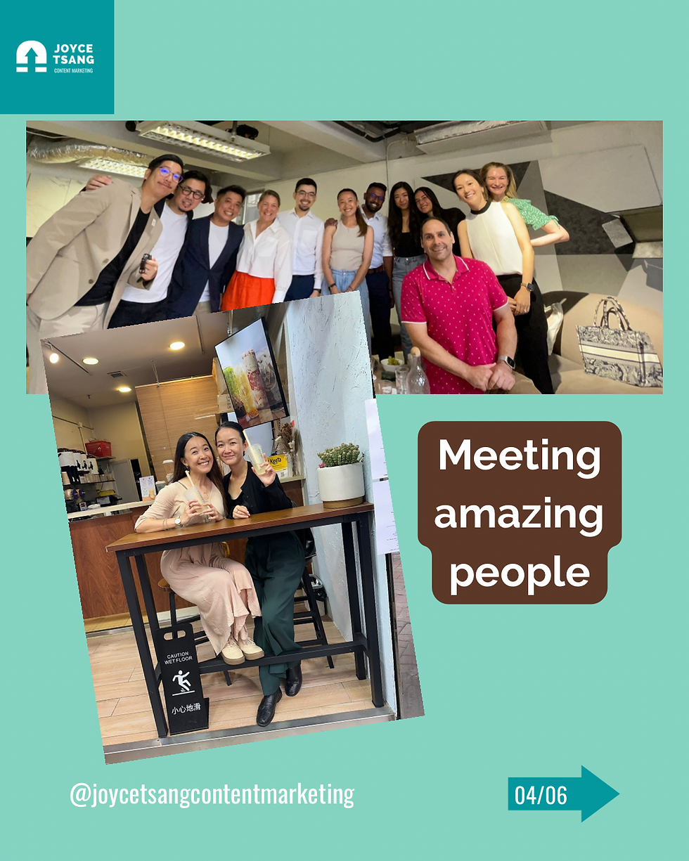 Joyce Tsang Content Marketing - Growing My Network and Building Connections with Inspiring Individuals