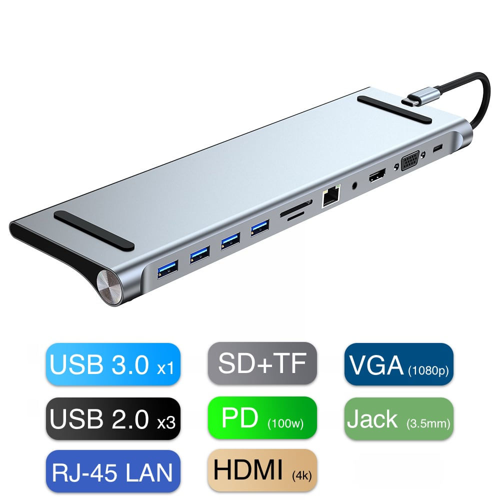 apple macbook air pro touchbar 13 14 15 16 inch m1 adapter station usb type c HUB 3.0 hdmi vga RJ45 LAN PD charge audio jack
