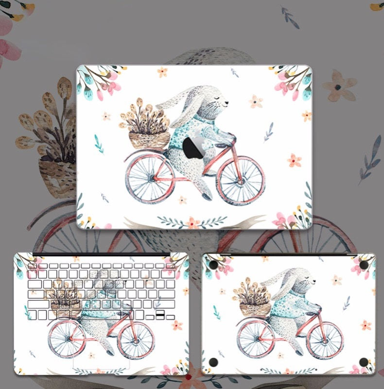 apple macbook pro air retina touchbar 11 12 13 15 inch decal skin sticker rabbit cycling