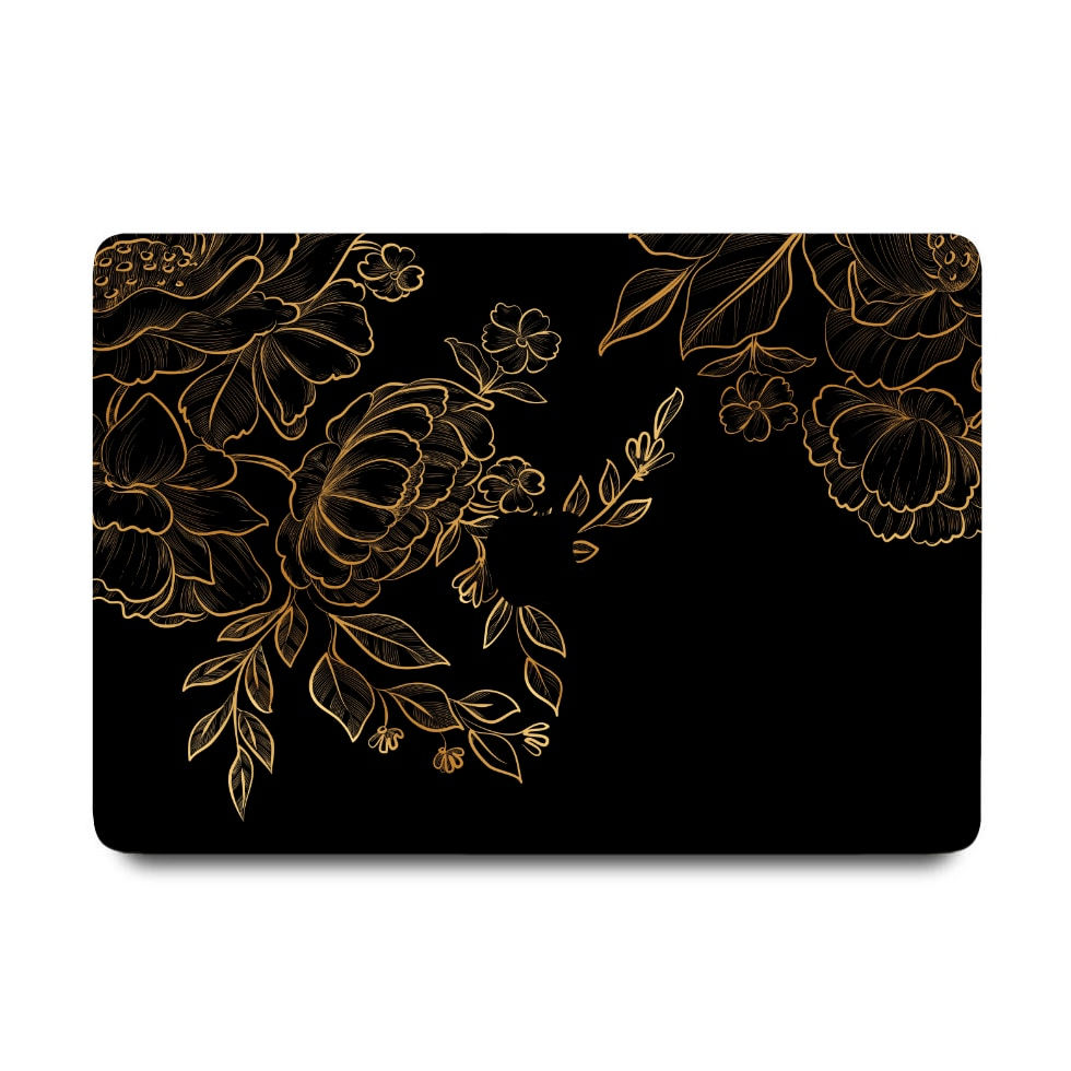 apple macbook air pro retina touchbar 11 12 13 14 15 16 inch m1 m2 m3 pro max golden floral decal sticker skin wrap