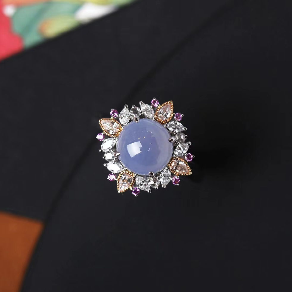 Hình thu nhỏ: Nhẫn Hoa anh đào ngọc Jadeite A vàng 18K