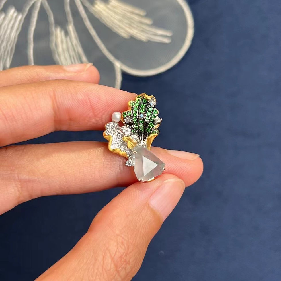 Hình thu nhỏ: Mặt dây chuyền Bắp cải Jadeite A vàng 18K
