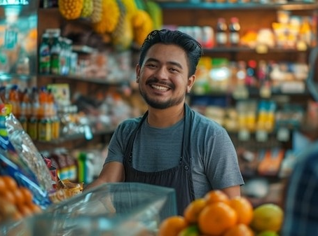 Distribuidor atendiendo a una tienda de abarrotes en el canal tradicional, con exhibidores visibles, productos organizados y relación cercana con el detallista.