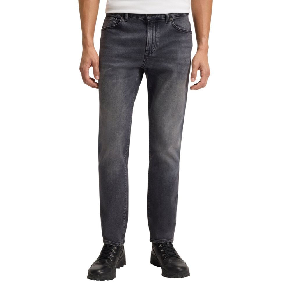 Gray Cotton Relaxed Fit Jeans