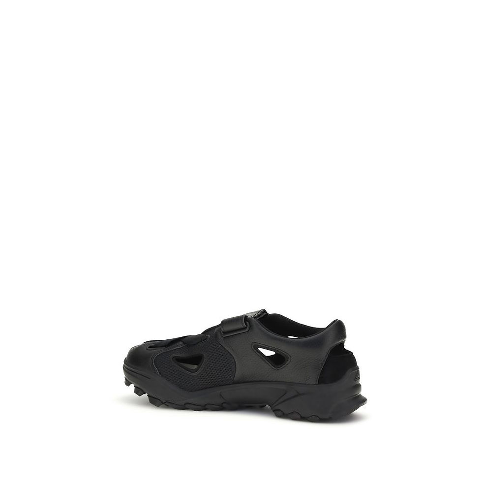 Thumbnail: Black Calf Leather Bos Taurus Flat Sandals