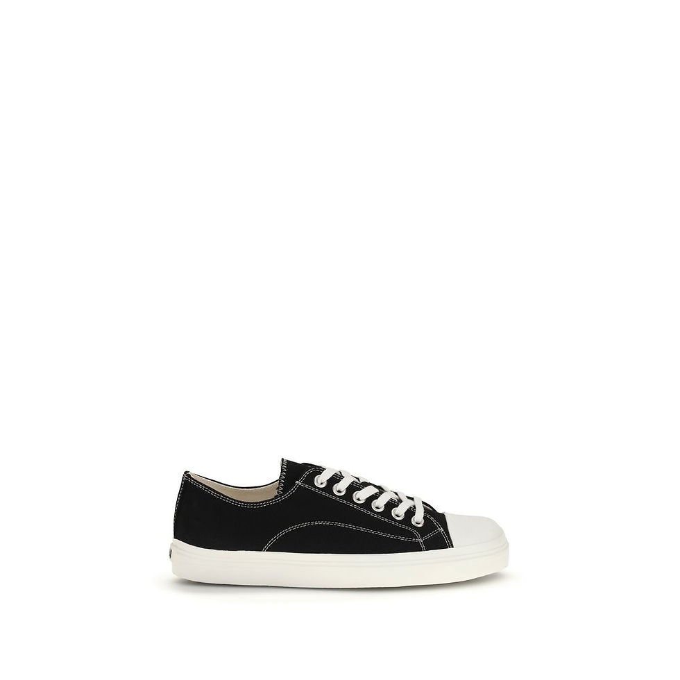 Thumbnail: Black Cotton Low Top Sneakers